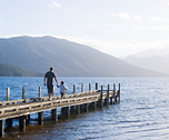 Man and Boy on Lake