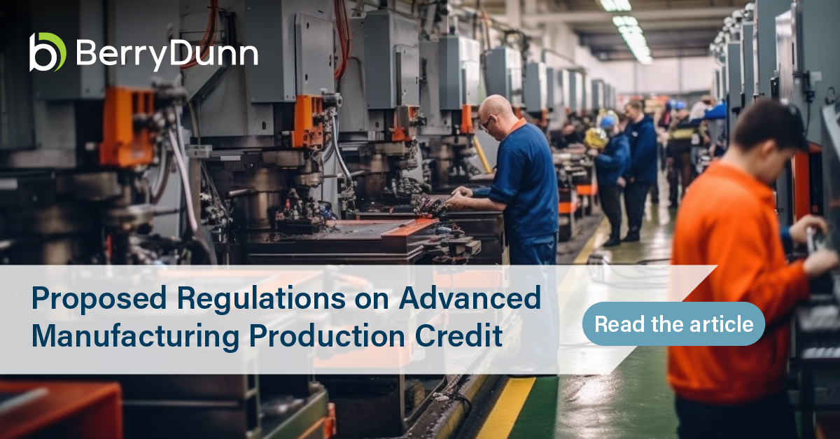 Advanced manufacturing production credit BerryDunn
